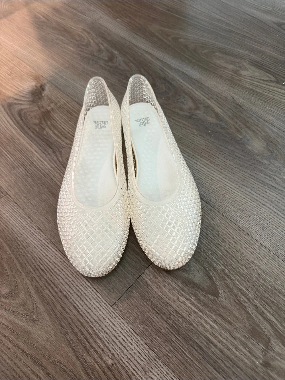 wild fable Ivory Jelly Ballet Flats with Lattice Texture size 9 but fix like 10